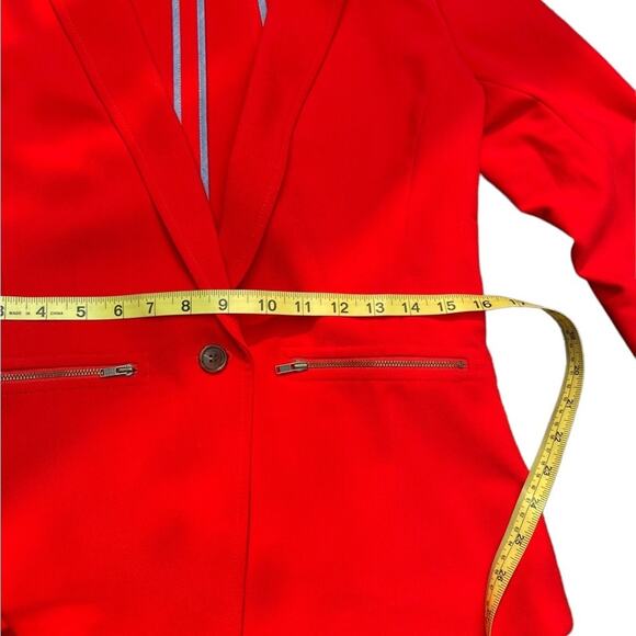 Trouvé Blazer Long Sleeves Womens S Red Single Fitted Breasted Stretch - Picture 12 of 14